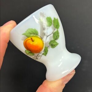 Vintage 1970’s ARCOPAL milk glass egg cup in the “Fruits De France “ series